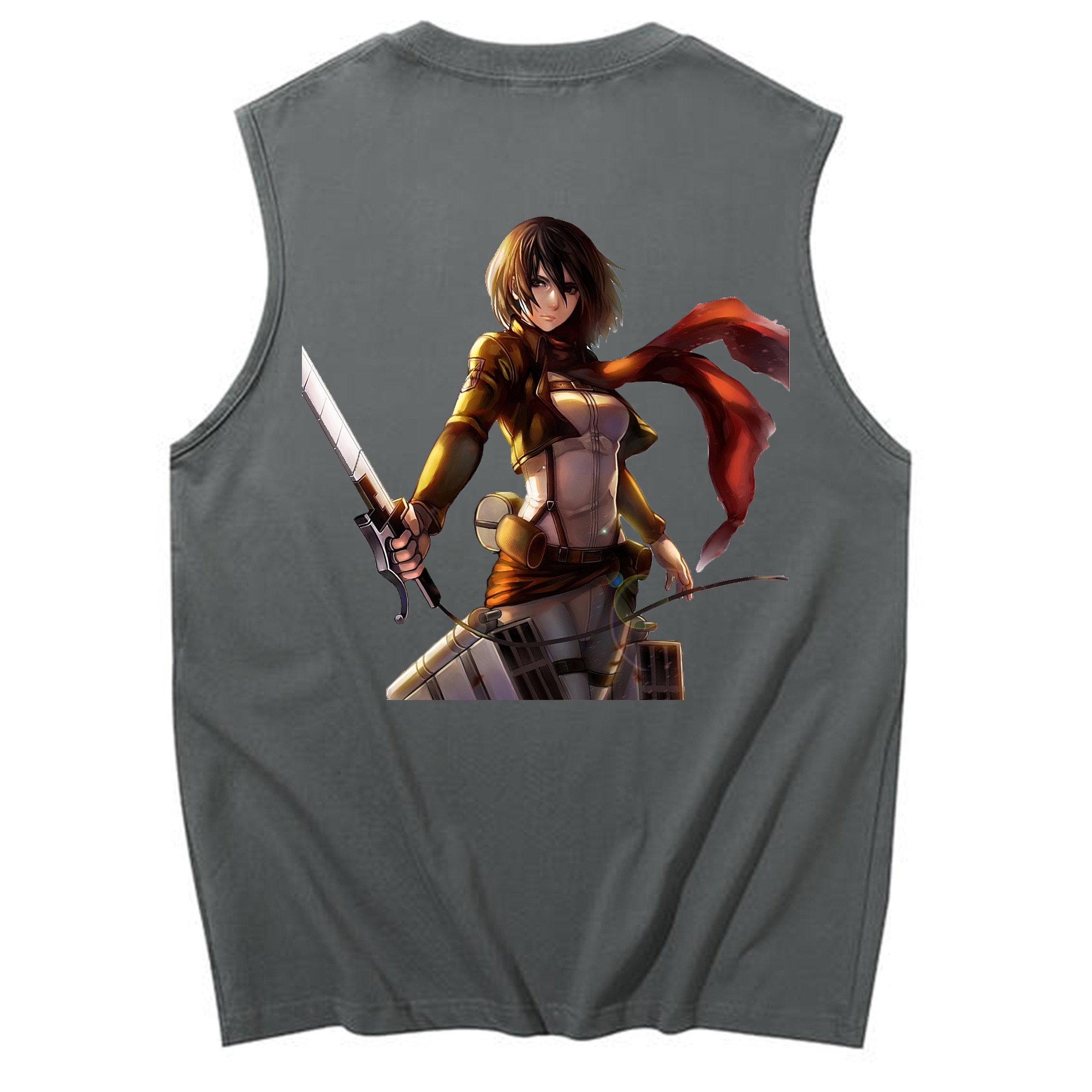 （画像用） 進撃の巨人 ミカサ·アッカーマン Attack on Titan Mikasa Ackerman コットン100％タンクトップ（背面プリント）